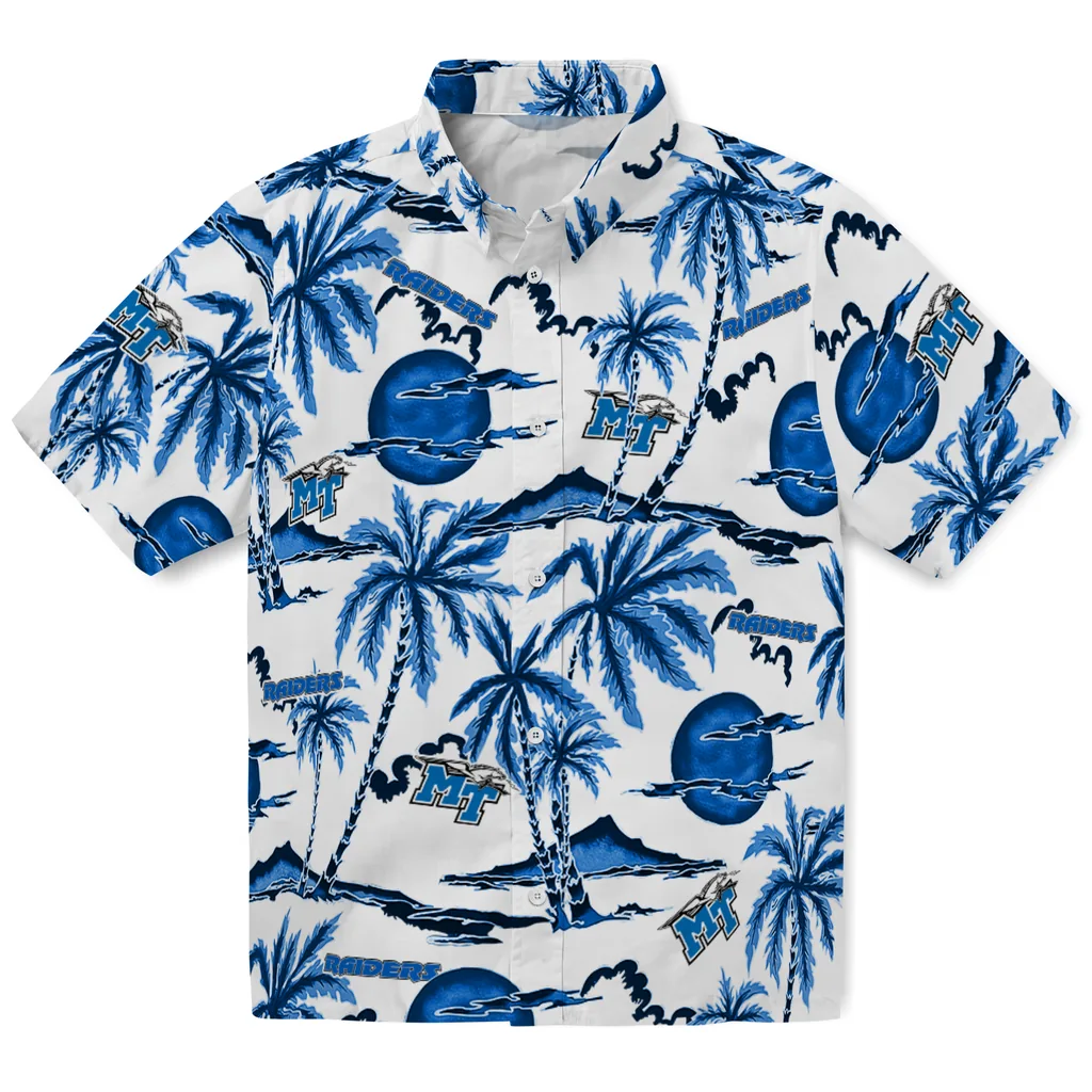 Middle Tennessee Blue Raiders Hawaiian Shirt - Palm Sunset middle tennessee blue raiders palm sunset hawaiian shirts best selling