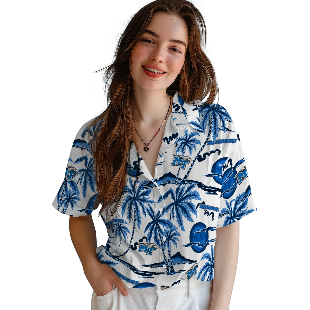 Middle Tennessee Blue Raiders Hawaiian Shirt - Palm Sunset middle tennessee blue raiders palm sunset hawaiian shirts latest model