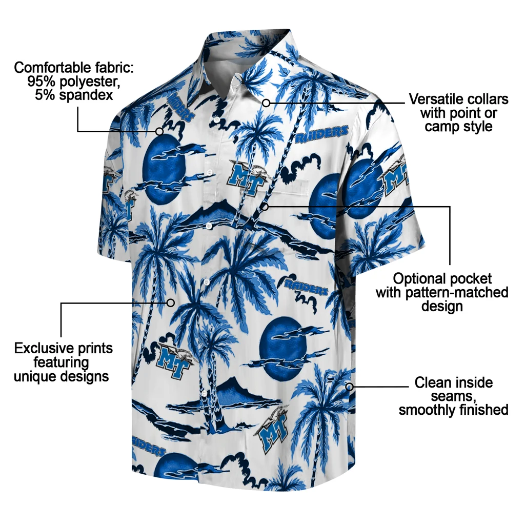 Middle Tennessee Blue Raiders Hawaiian Shirt - Palm Sunset middle tennessee blue raiders palm sunset hawaiian shirts new arrival
