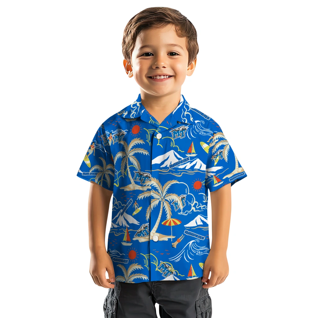 Middle Tennessee Blue Raiders Hawaiian Shirt - Palm Tree Island middle tennessee blue raiders palm tree island blue hawaiian shirts top rated