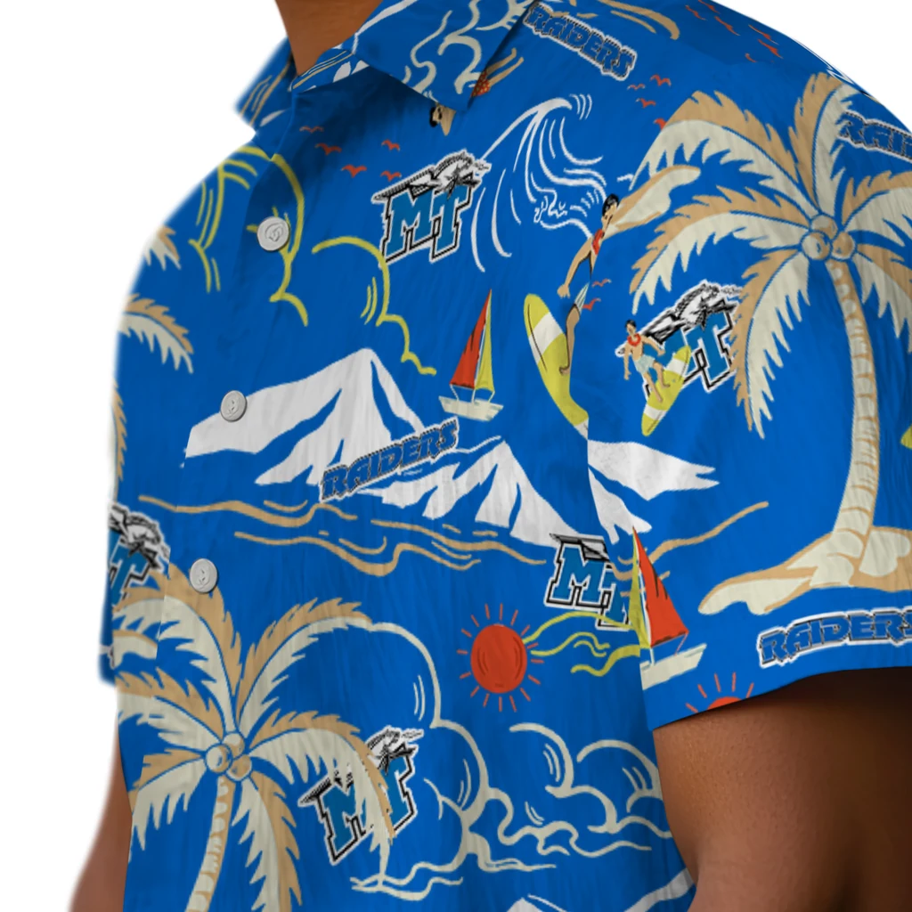 Middle Tennessee Blue Raiders Hawaiian Shirt - Palm Tree Island middle tennessee blue raiders palm tree island blue hawaiian shirts trendy
