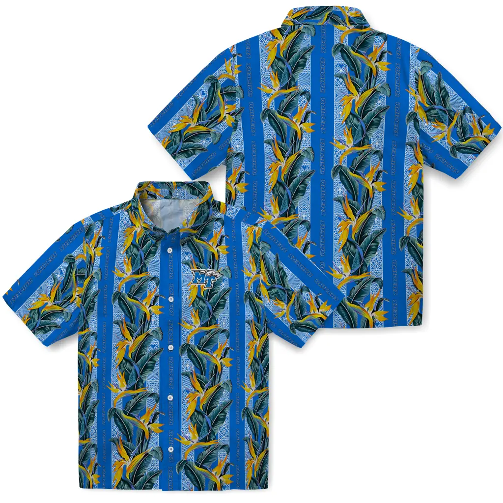 Middle Tennessee Blue Raiders Hawaiian Shirt - Paradise Vines middle tennessee blue raiders paradise vines blue hawaiian shirts high quality