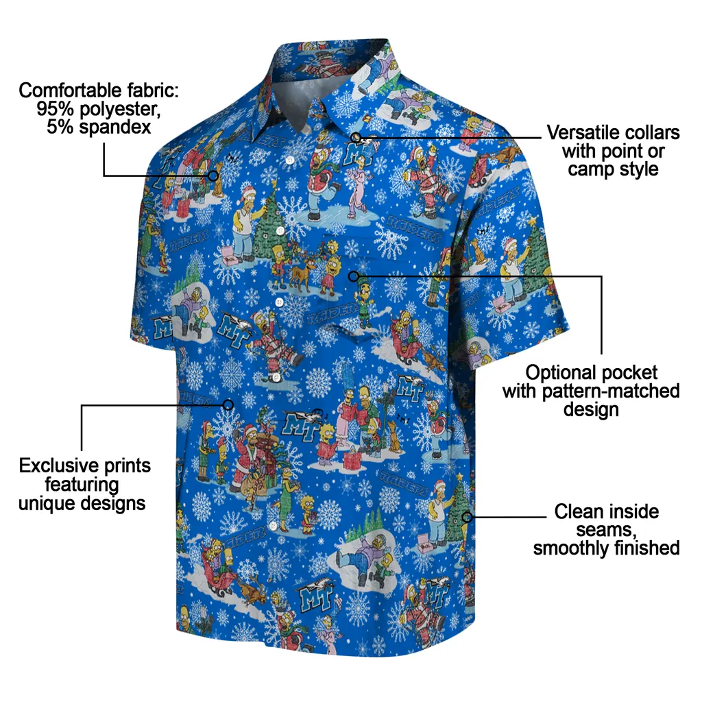 Middle Tennessee Blue Raiders Hawaiian Shirt - Simpsons Christmas middle tennessee blue raiders simpsons christmas blue hawaiian shirts new arrival