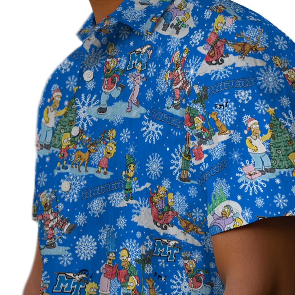 Middle Tennessee Blue Raiders Hawaiian Shirt - Simpsons Christmas middle tennessee blue raiders simpsons christmas blue hawaiian shirts trendy