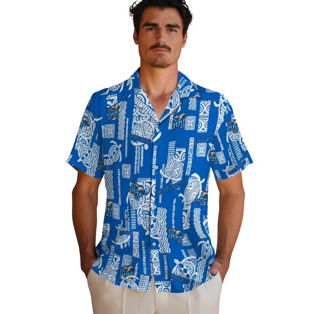 Middle Tennessee Blue Raiders Hawaiian Shirt - Turtle Lines middle tennessee blue raiders turtle lines blue hawaiian shirts fashion forward