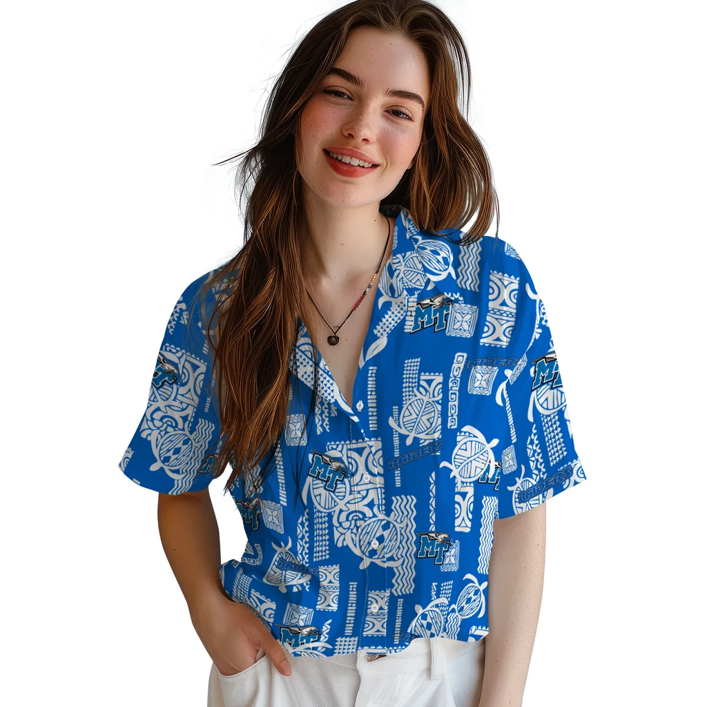 Middle Tennessee Blue Raiders Hawaiian Shirt - Turtle Lines middle tennessee blue raiders turtle lines blue hawaiian shirts latest model
