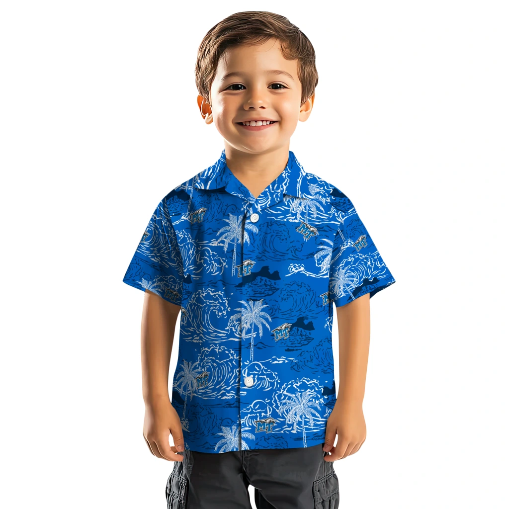 Middle Tennessee Blue Raiders Hawaiian Shirt - Wave Palm middle tennessee blue raiders wave palm blue hawaiian shirts top rated
