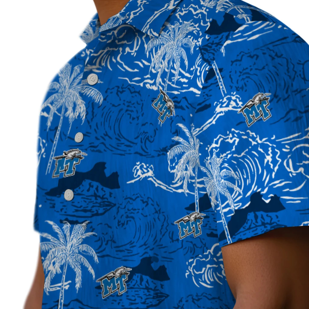 Middle Tennessee Blue Raiders Hawaiian Shirt - Wave Palm middle tennessee blue raiders wave palm blue hawaiian shirts trendy