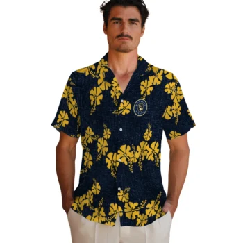 milwaukee brewers hibiscus petals navy blue hawaiian shirts fashion forward