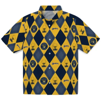 milwaukee brewers balloon plaid navy blue hawaiian shirts best selling