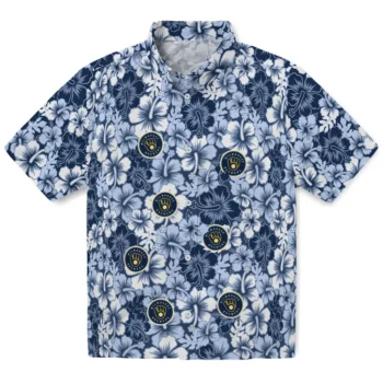 milwaukee brewers hibiscus blooms navy blue hawaiian shirts best selling