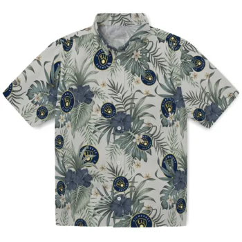 milwaukee brewers hibiscus designs beige hawaiian shirts best selling