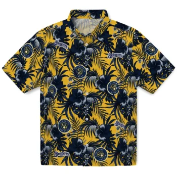 milwaukee brewers hibiscus exotic navy blue hawaiian shirts best selling