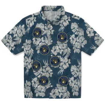 milwaukee brewers hawaiian shirt hibiscus flowers best selling