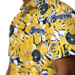 Milwaukee Brewers Hawaiian Shirt – Hibiscus Overlay
