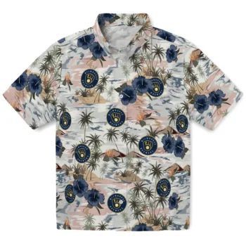 milwaukee brewers hibiscus seaside white hawaiian shirts best selling