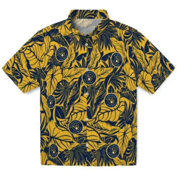 milwaukee brewers monstera layer navy blue hawaiian shirts best selling