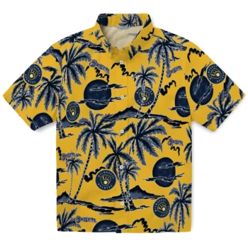 milwaukee brewers palm sunset hawaiian shirts best selling