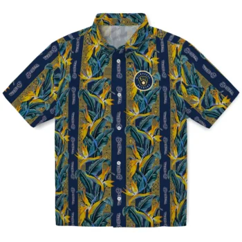 milwaukee brewers paradise vines navy blue hawaiian shirts best selling