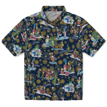 milwaukee brewers simpsons christmas navy blue hawaiian shirts best selling