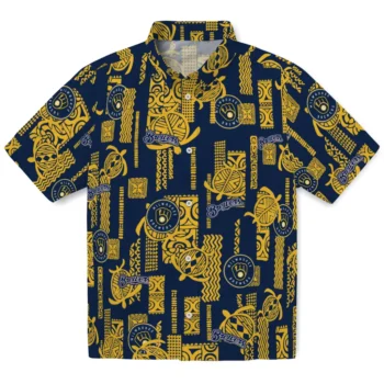 milwaukee brewers turtle lines navy blue hawaiian shirts best selling
