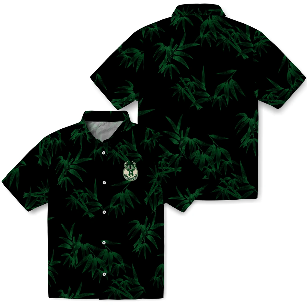 Milwaukee Bucks Hawaiian Shirt - Bamboo Branches milwaukee bucks bamboo branches green black hawaiian shirts high quality