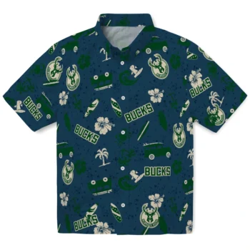 milwaukee bucks beach vibe navy hawaiian shirts best selling