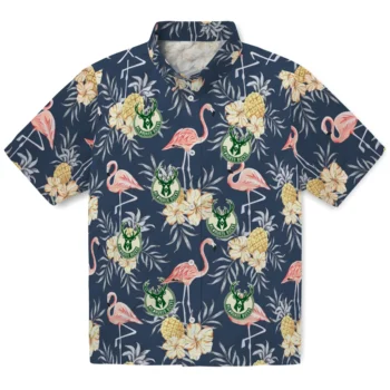milwaukee bucks flamingo hibiscus navy hawaiian shirts best selling