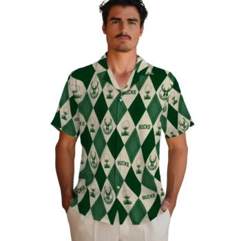 milwaukee bucks balloon plaid green hawaiian shirts fashion forward