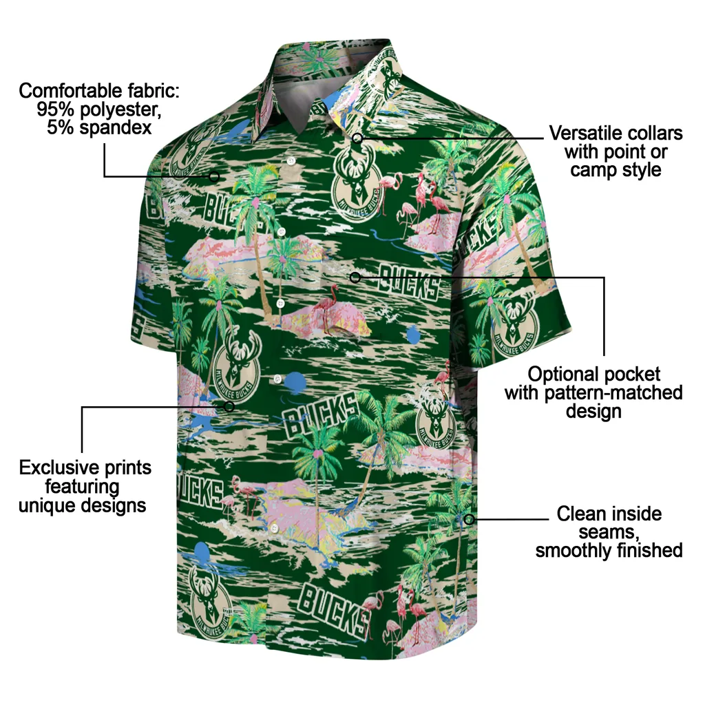 Milwaukee Bucks Hawaiian Shirt - Hawaii Island milwaukee bucks flamingo retreat green hawaiian shirts new arrival