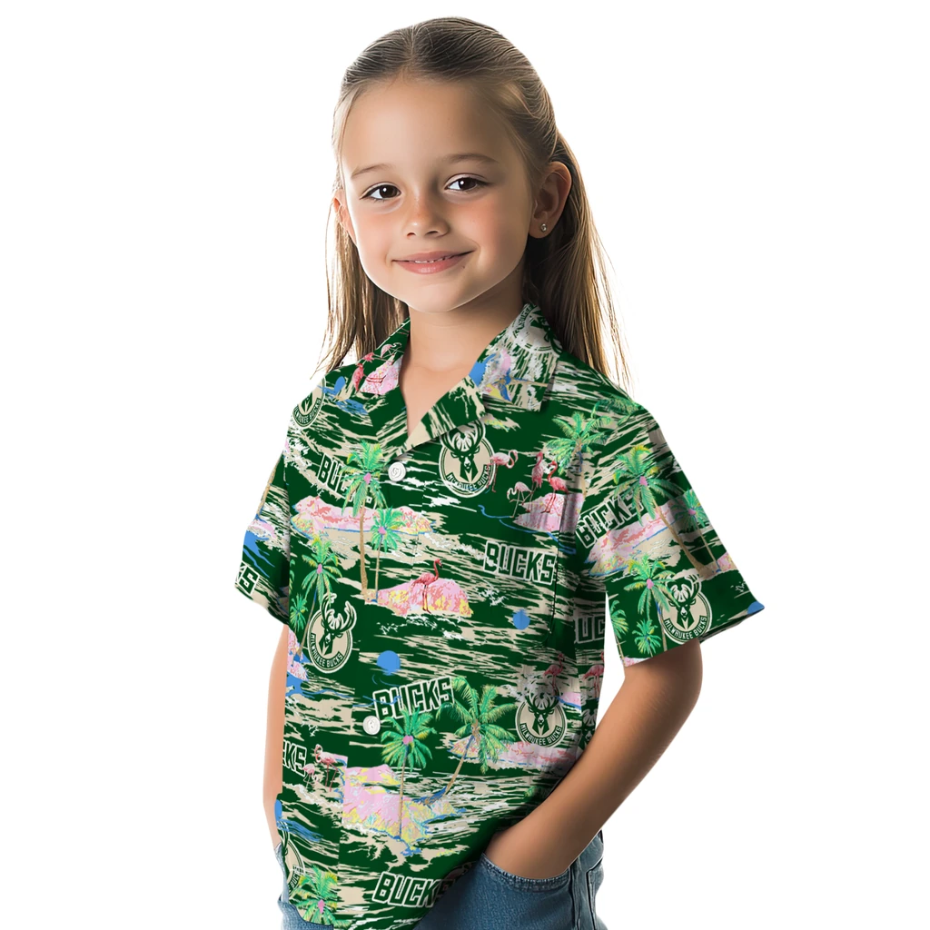 Milwaukee Bucks Hawaiian Shirt - Hawaii Island milwaukee bucks flamingo retreat green hawaiian shirts premium grade