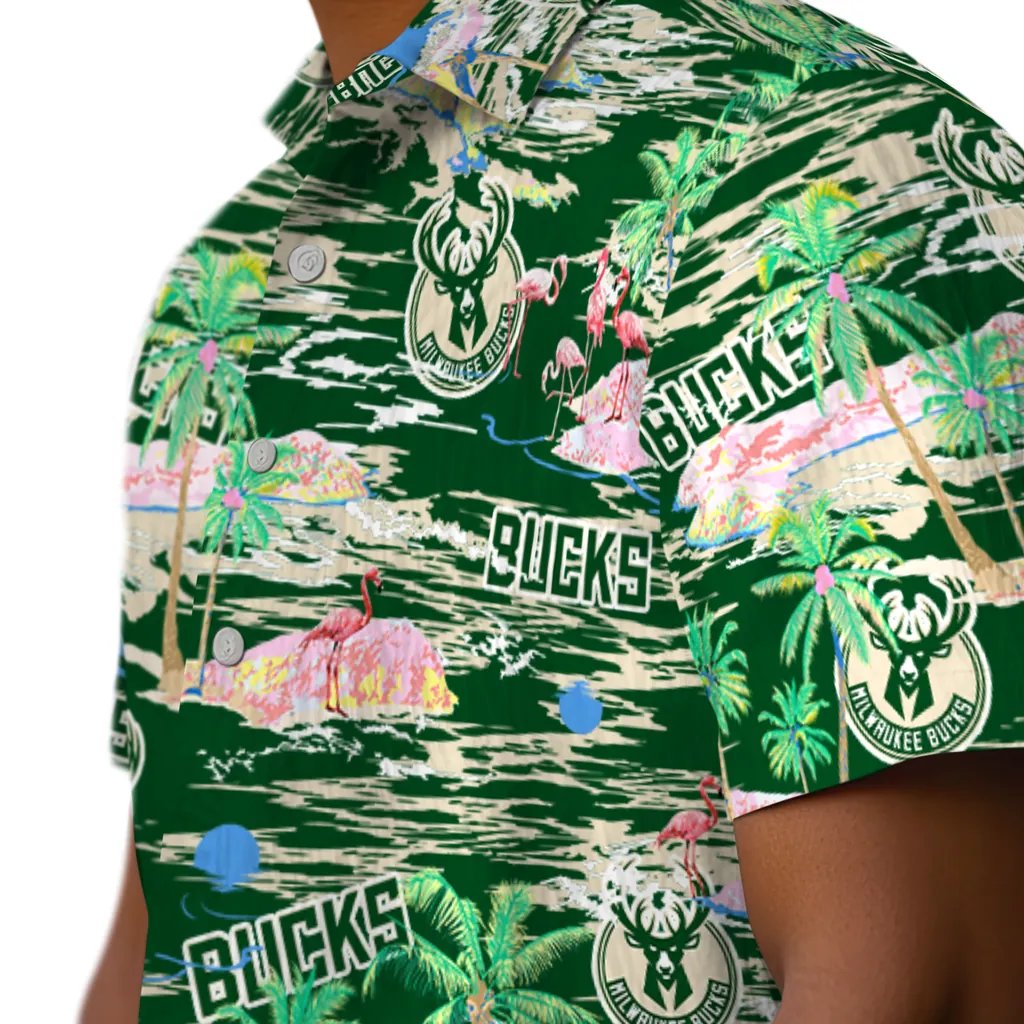 Milwaukee Bucks Hawaiian Shirt - Hawaii Island milwaukee bucks flamingo retreat green hawaiian shirts trendy
