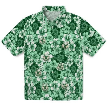 milwaukee bucks hibiscus blooms green hawaiian shirts best selling