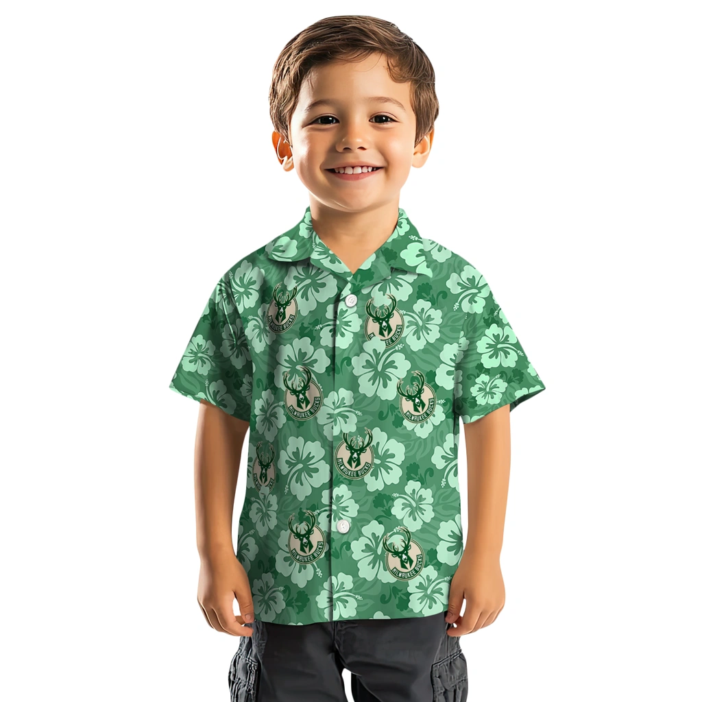 Milwaukee Bucks Hawaiian Shirt - Hibiscus Cluster milwaukee bucks hibiscus cluster green hawaiian shirts top rated