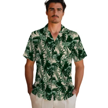 milwaukee bucks hibiscus exotic green hawaiian shirts fashion forward