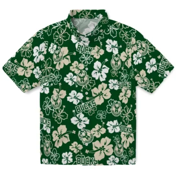 milwaukee bucks hibiscus bloom green hawaiian shirts best selling