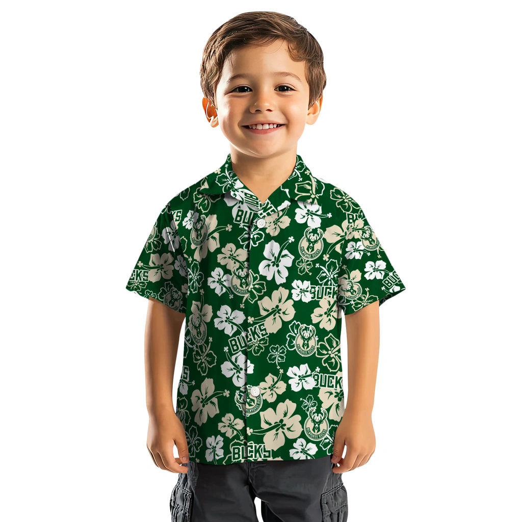 Milwaukee Bucks Hawaiian Shirt - Hibiscus Flower Design milwaukee bucks hibiscus bloom green hawaiian shirts top rated