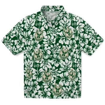 milwaukee bucks hibiscus motif green white hawaiian shirts best selling