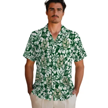 milwaukee bucks hibiscus motif green white hawaiian shirts fashion forward