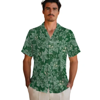 milwaukee bucks hibiscus oasis green hawaiian shirts fashion forward