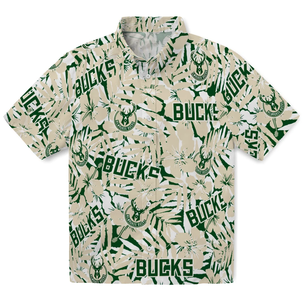 Milwaukee Bucks Hawaiian Shirt - Hibiscus Overlay milwaukee bucks hibiscus overlay hawaiian shirts best selling
