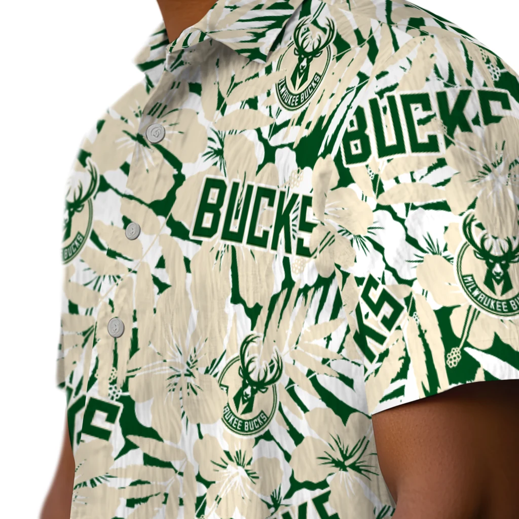 Milwaukee Bucks Hawaiian Shirt - Hibiscus Overlay milwaukee bucks hibiscus overlay hawaiian shirts trendy