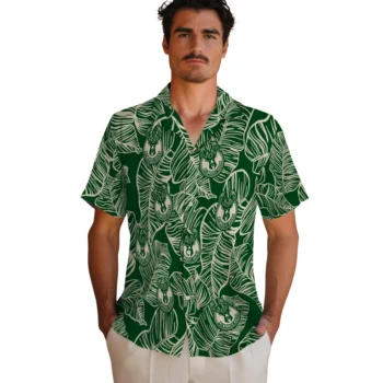 milwaukee bucks leaf outline green hawaiian shirts fashion forward