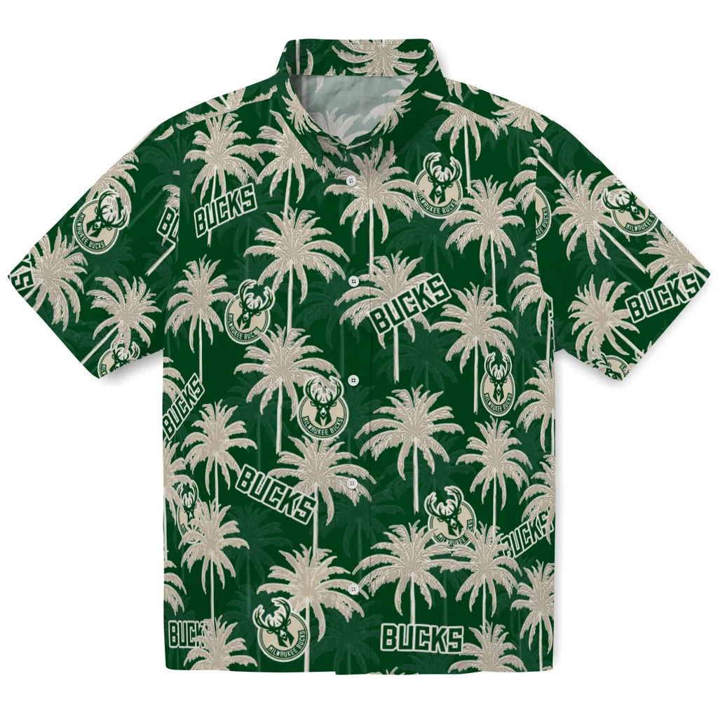 Milwaukee Bucks Hawaiian Shirt - Palm Tree Motif milwaukee bucks palm grove green hawaiian shirts best selling