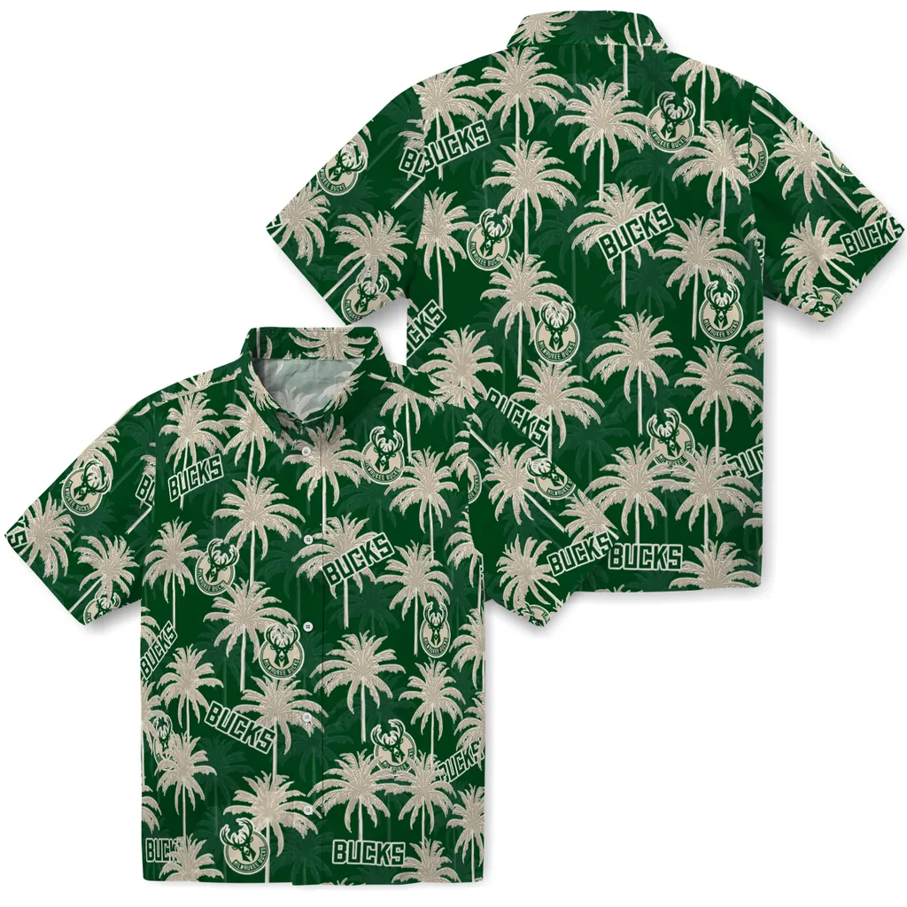 Milwaukee Bucks Hawaiian Shirt - Palm Tree Motif milwaukee bucks palm grove green hawaiian shirts high quality