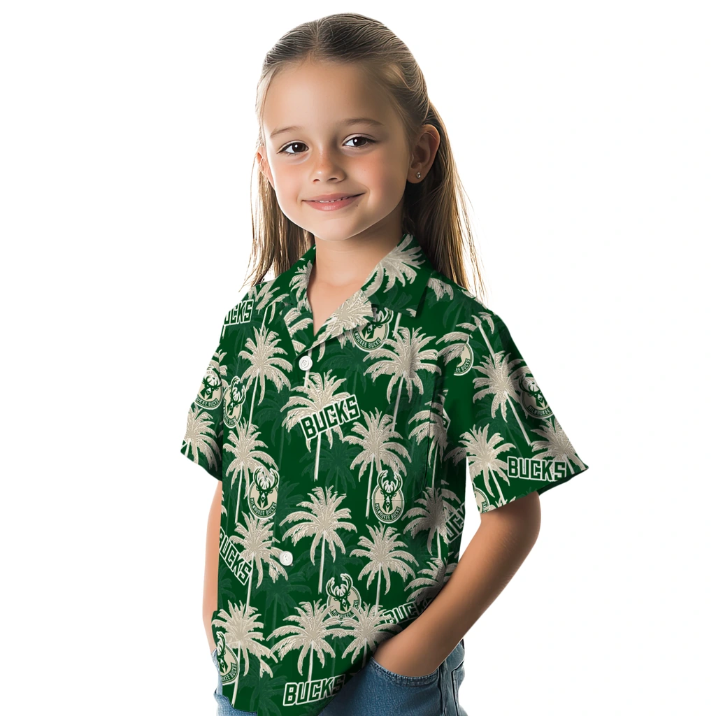 Milwaukee Bucks Hawaiian Shirt - Palm Tree Motif milwaukee bucks palm grove green hawaiian shirts premium grade