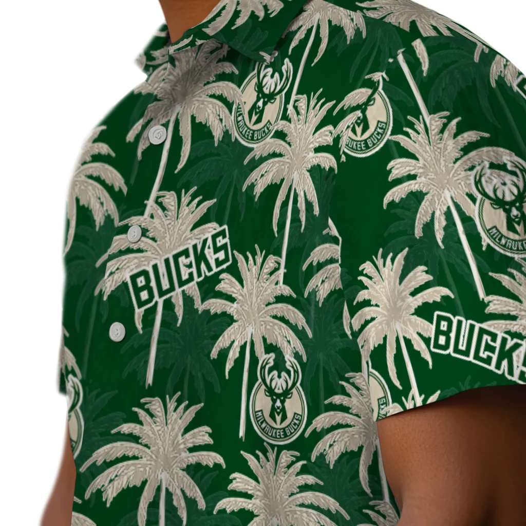 Milwaukee Bucks Hawaiian Shirt - Palm Tree Motif milwaukee bucks palm grove green hawaiian shirts trendy