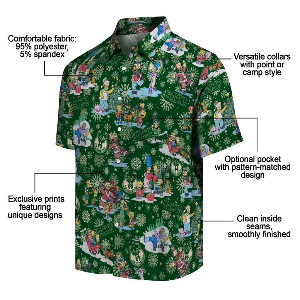 Milwaukee Bucks Hawaiian Shirt - Simpsons Christmas milwaukee bucks simpsons christmas green hawaiian shirts new arrival