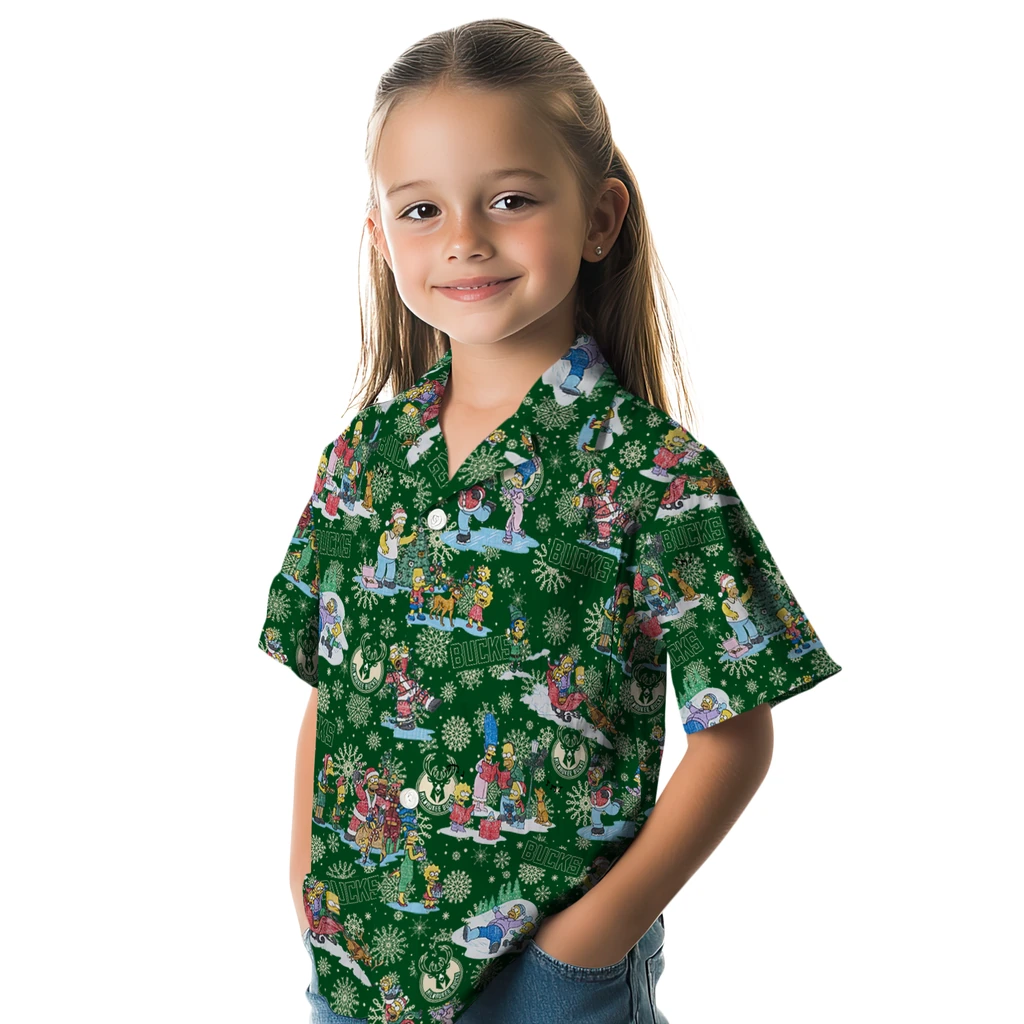 Milwaukee Bucks Hawaiian Shirt - Simpsons Christmas milwaukee bucks simpsons christmas green hawaiian shirts premium grade