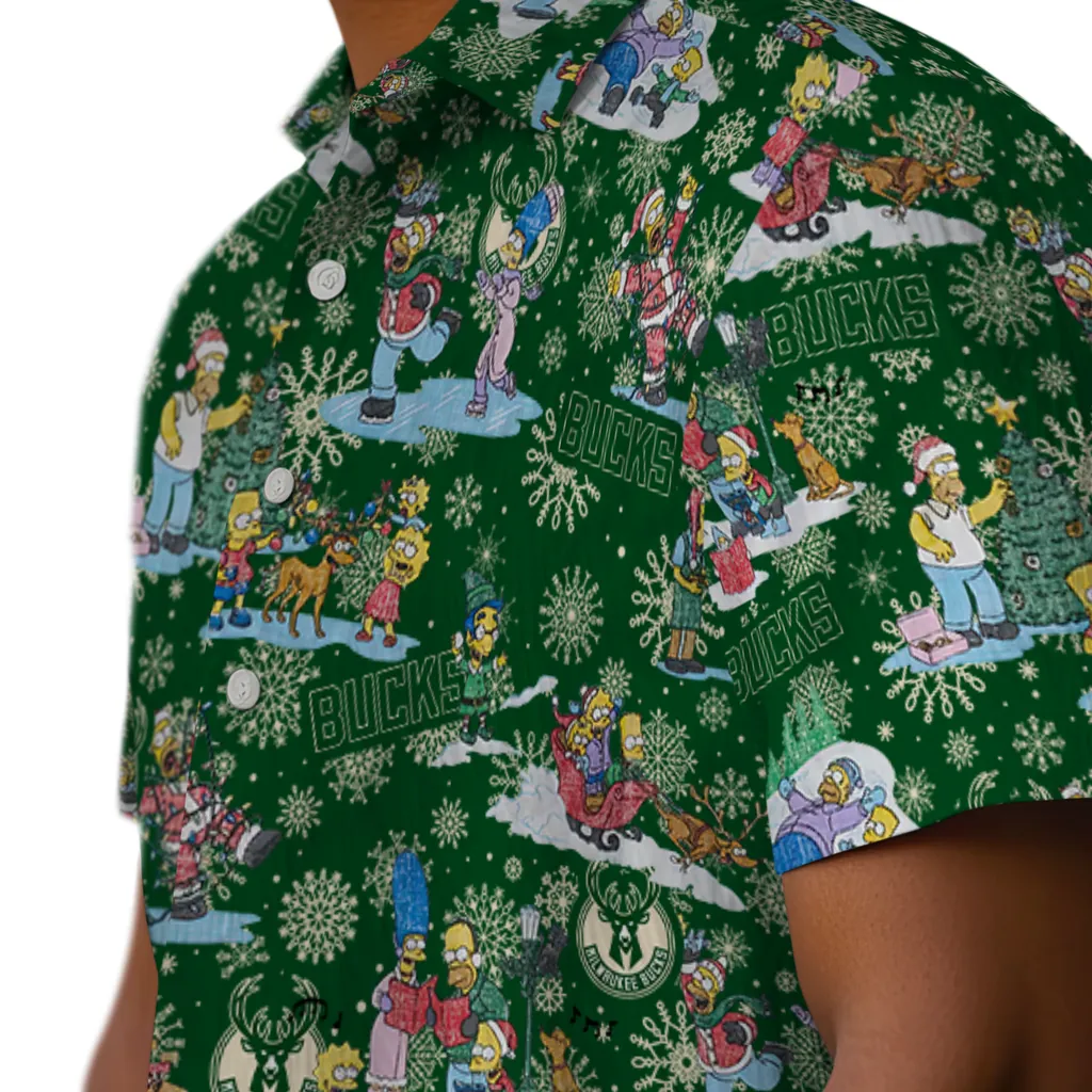 Milwaukee Bucks Hawaiian Shirt - Simpsons Christmas milwaukee bucks simpsons christmas green hawaiian shirts trendy